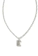 Crystal Letter V Silver Short Pendant Necklace in White Crystal