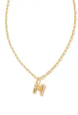 KENDRA SCOTT Crystal Letter Gold Short Pendant Necklace in White Crystal