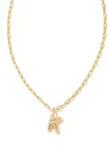 KENDRA SCOTT Crystal Letter Gold Short Pendant Necklace in White Crystal