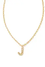 KENDRA SCOTT Crystal Letter Gold Short Pendant Necklace in White Crystal