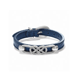 Interlok Braid Leather Bracelet in French Blue