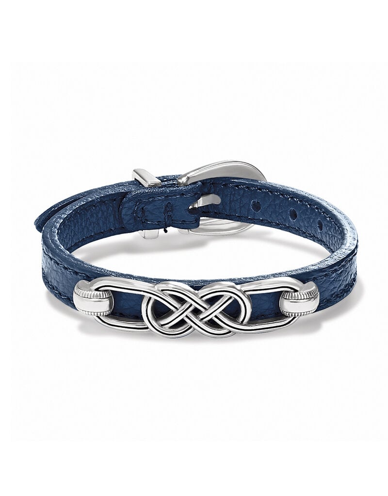 Interlok Braid Leather Bracelet in French Blue