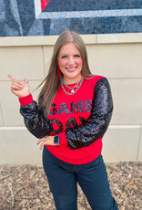 J.HOFFMAN'S Game Day Sequin Sleeve Sweater