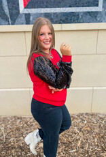 J.HOFFMAN'S Game Day Sequin Sleeve Sweater