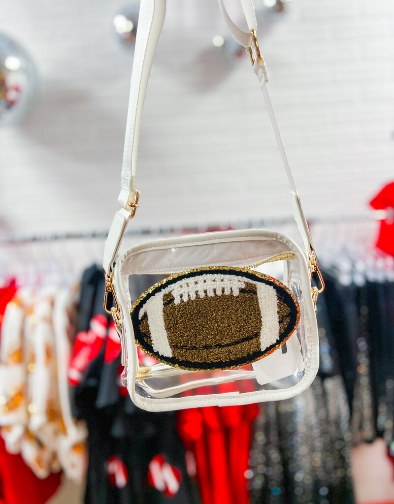 Chenille Football Clear Bag-Black Trim - j.hoffman's