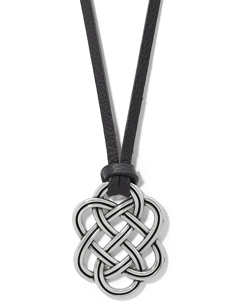 Interlok Trellis Leather Necklace in Black