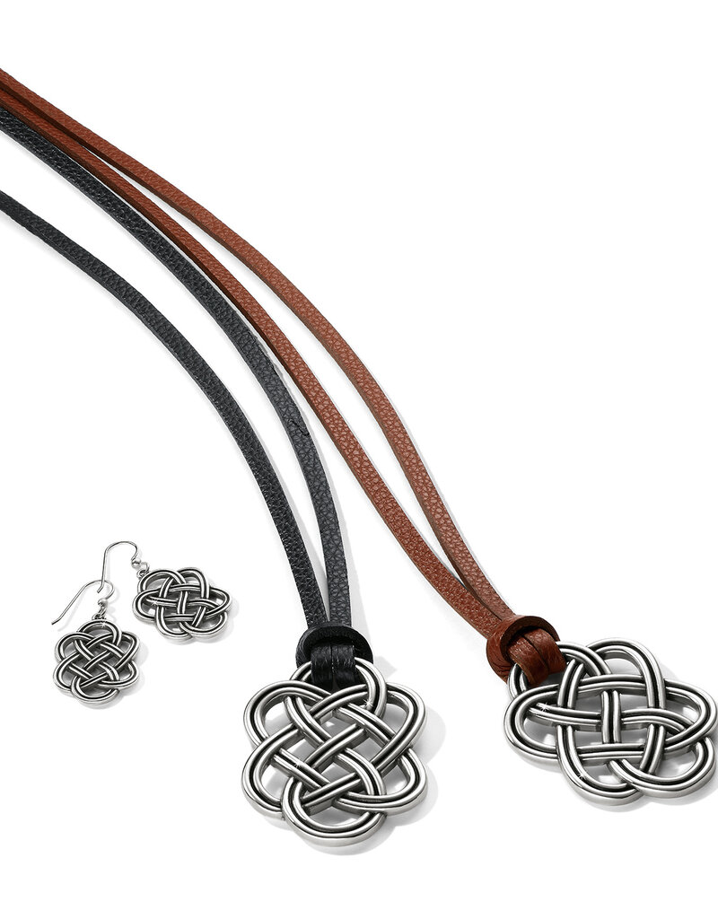Interlok Trellis Leather Necklace in Black