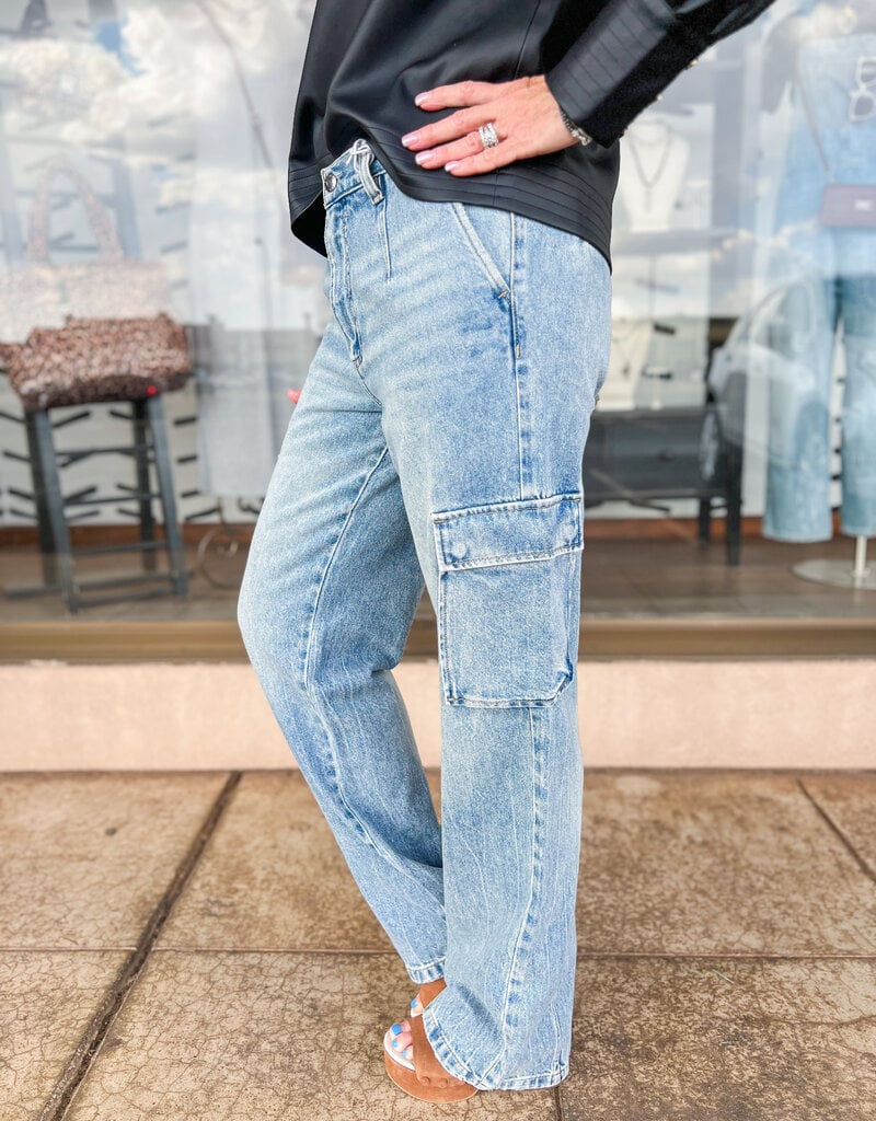 PISTOLA Bobbie Cargo Mid Rise Vintage Straight Jean