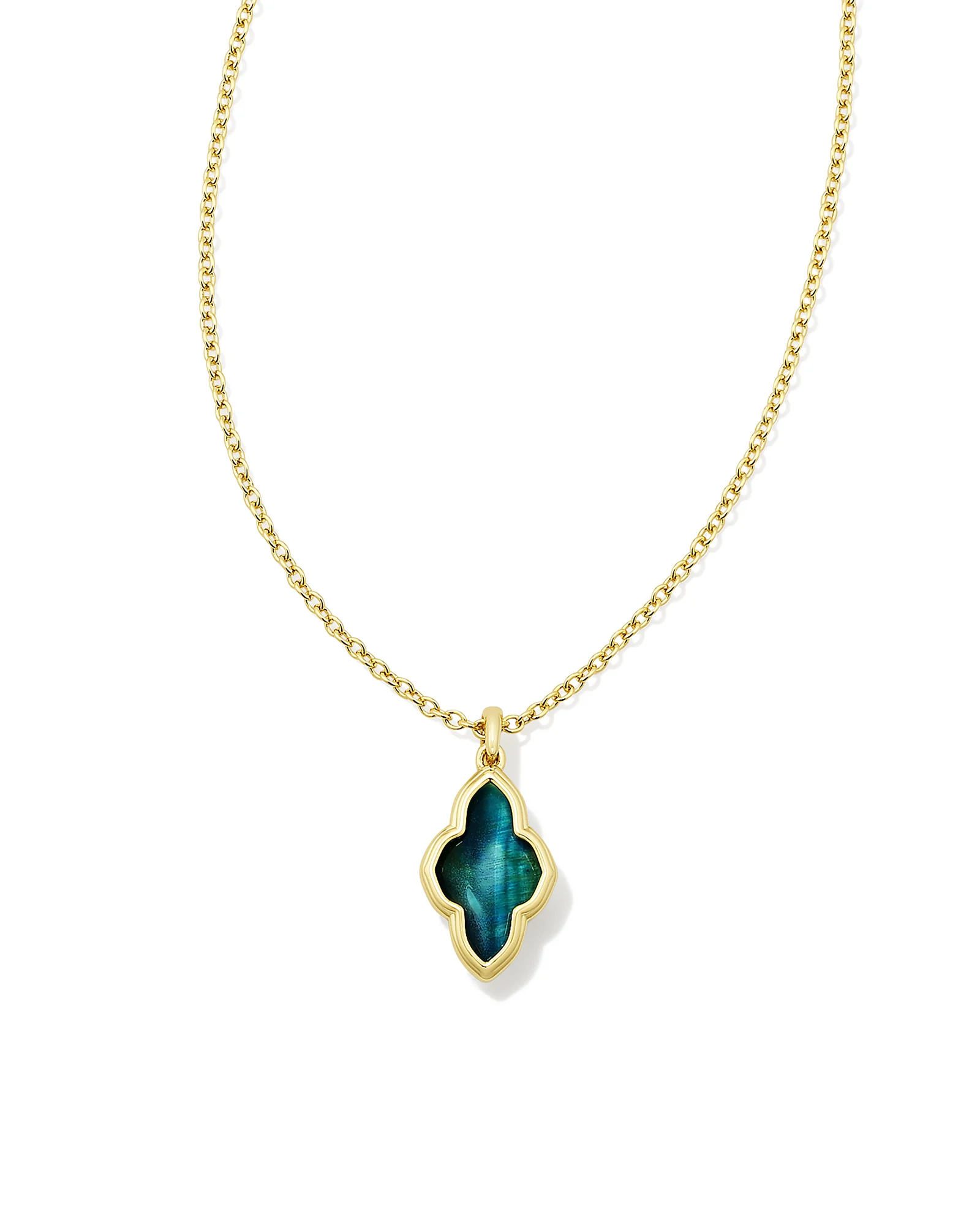 ASOS DESIGN mid length cord necklace with semi precious style flower pendant  in green
