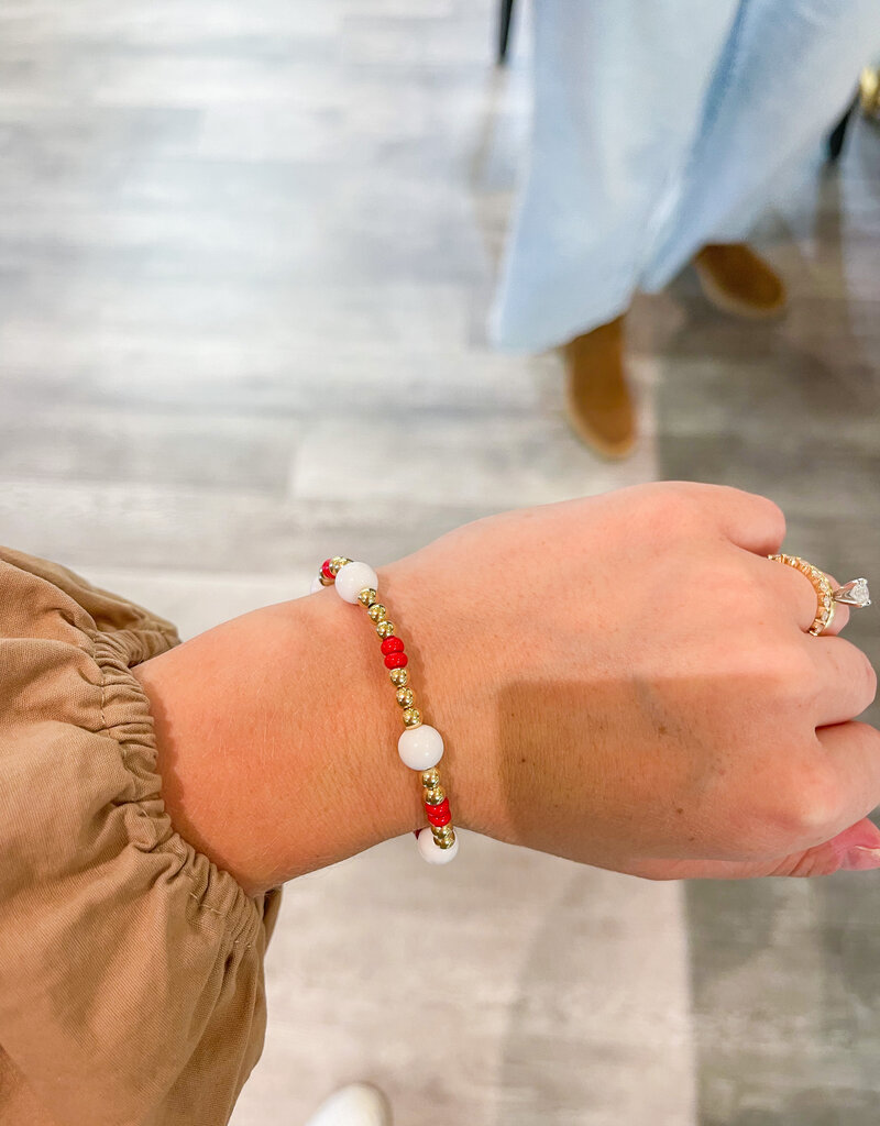 J.HOFFMAN'S School Spirit Color Pop Bracelet-Red/Wht