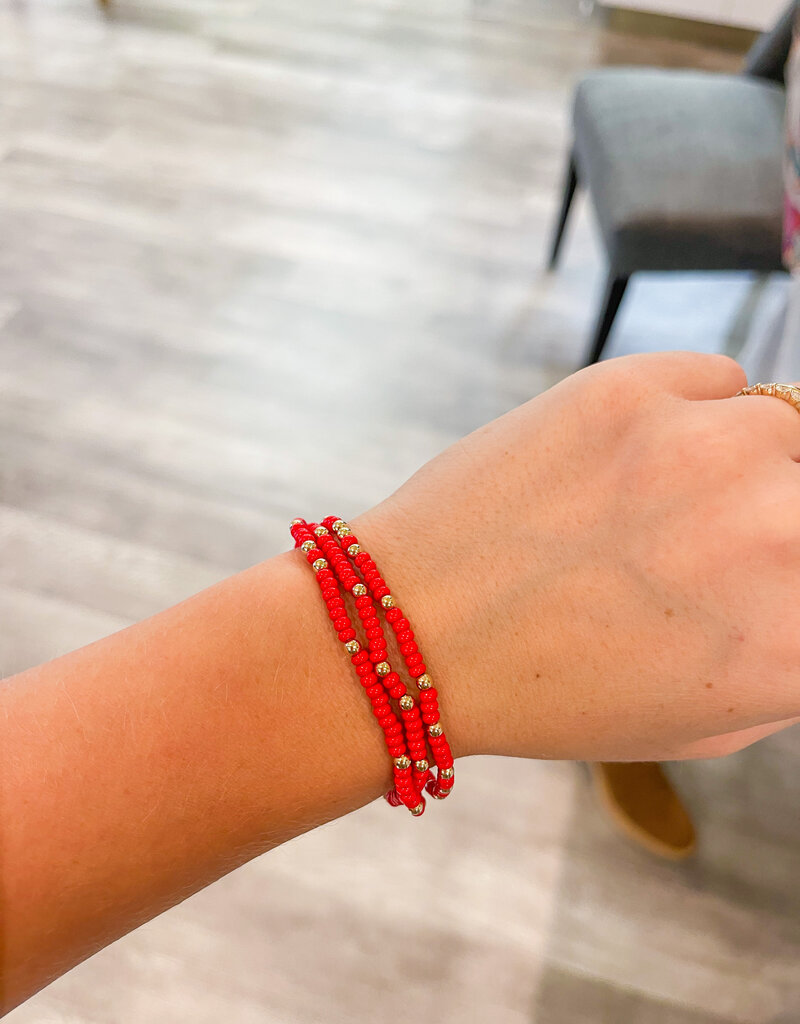 J.HOFFMAN'S Dainty Sprinkle Beaded Bracelet-Red Set of 3