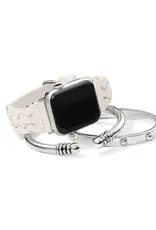 Sutton Braided Leather Watch Band in Shoe White
