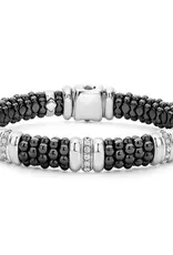 LAGOS Black Ceramic Three Station Ceramic Diamond Bracelet