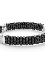 LAGOS Black Ceramic Three Station Ceramic Diamond Bracelet