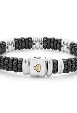 LAGOS Black Ceramic Three Station Ceramic Diamond Bracelet