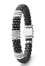 LAGOS Black Ceramic Three Station Ceramic Diamond Bracelet