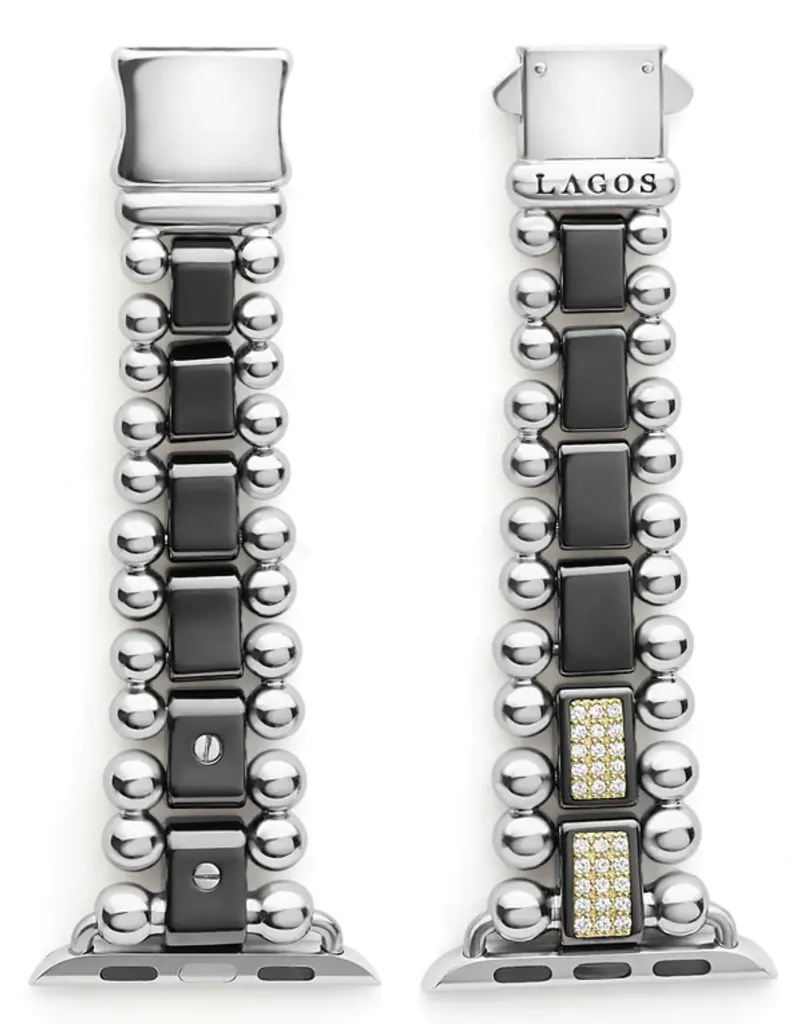 LAGOS Smart Caviar Black Ceramic Half Diamond Watch Bracelet