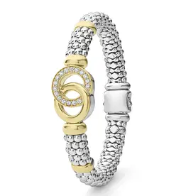 LAGOS Signature Caviar Diamond Two-Tone Interlocking Caviar 9mm Bracelet