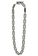 LAGOS Signature Caviar Black Ceramic  & 18k Gold Lg Link Necklace