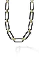 LAGOS Signature Caviar Black Ceramic  & 18k Gold Lg Link Necklace