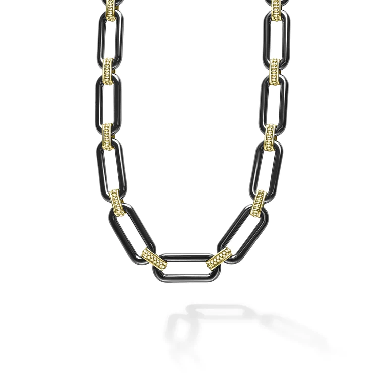 Signature Caviar Black Ceramic & 18k Gold Lg Link Necklace Signature Caviar Black Ceramic & 18k Gold Lg Link Necklace