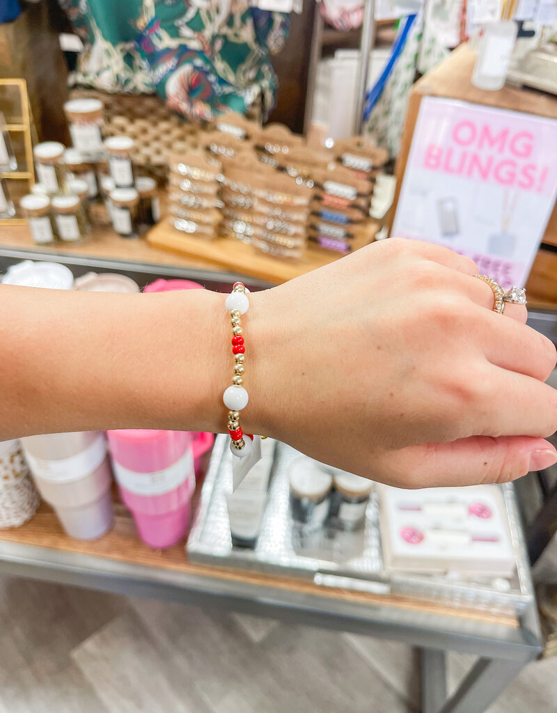 J.HOFFMAN'S School Spirit Color Pop Bracelet-Red/Wht