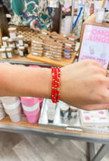 J.HOFFMAN'S Dainty Sprinkle Beaded Bracelet-Red Set of 3