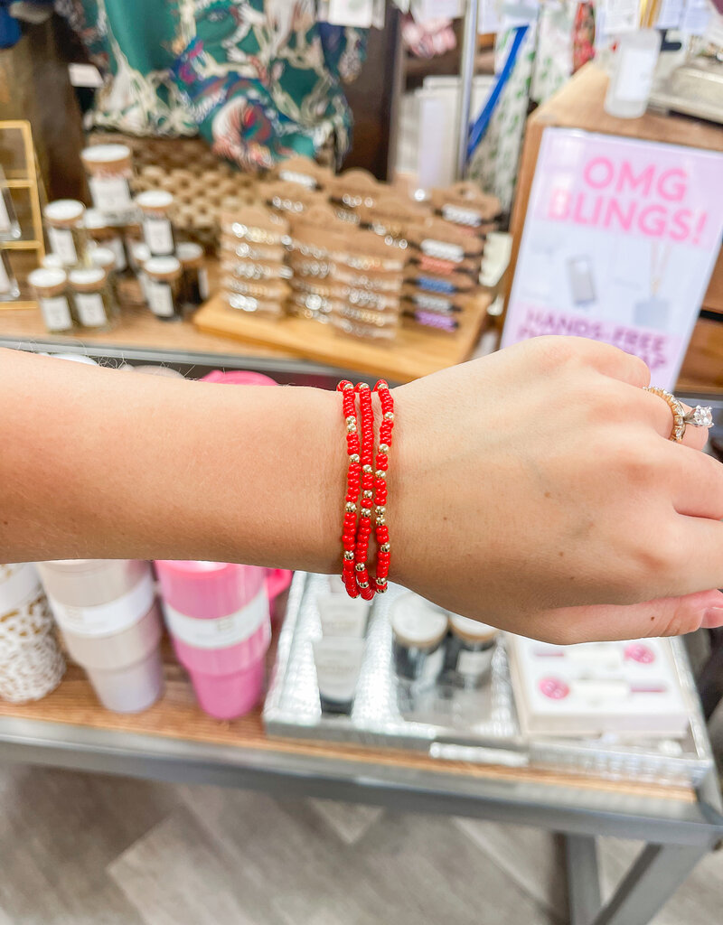 J.HOFFMAN'S Dainty Sprinkle Beaded Bracelet-Red Set of 3