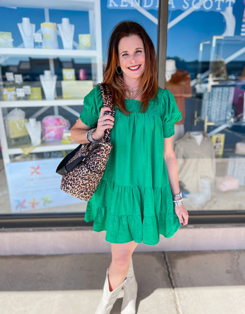 J.HOFFMAN'S Monique Smocked Tiered Dress-Green