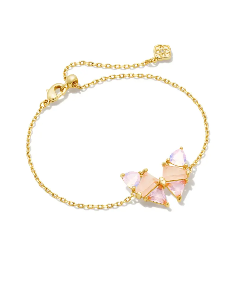 Blair Silver Butterfly Delicate Chain Bracelet in Pink Mix