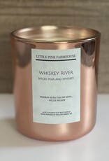 J.HOFFMAN'S Little Pink Farm House Whiskey River Copper Aura Candle