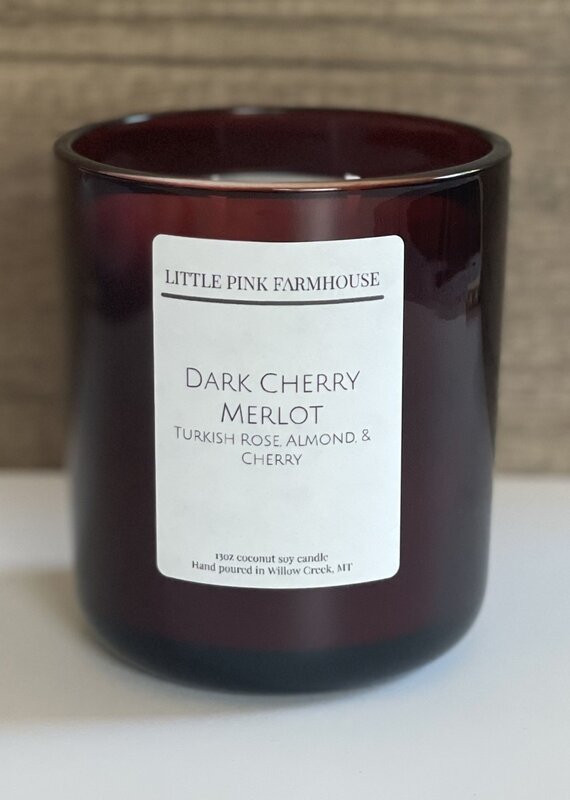J.HOFFMAN'S Little Pink Farmhouse Dark Cherry Merlot Dark Red Aura Candle