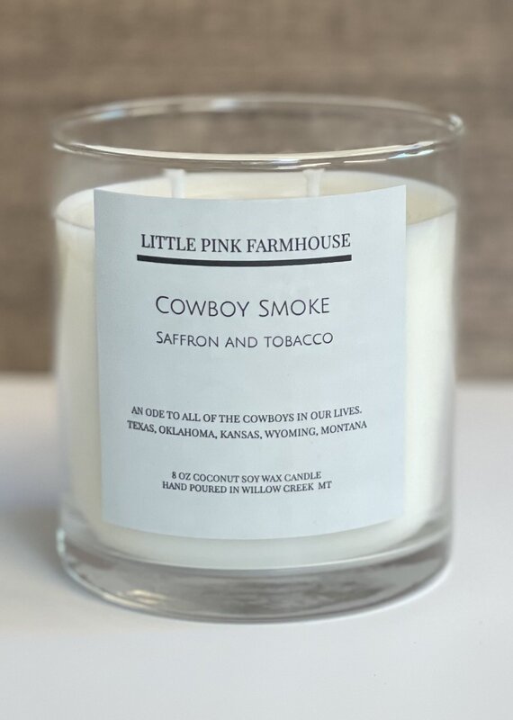 LITTLE PINK FARMHOUSE Little Pink Farmhouse Glass Candle - cowboy smoke