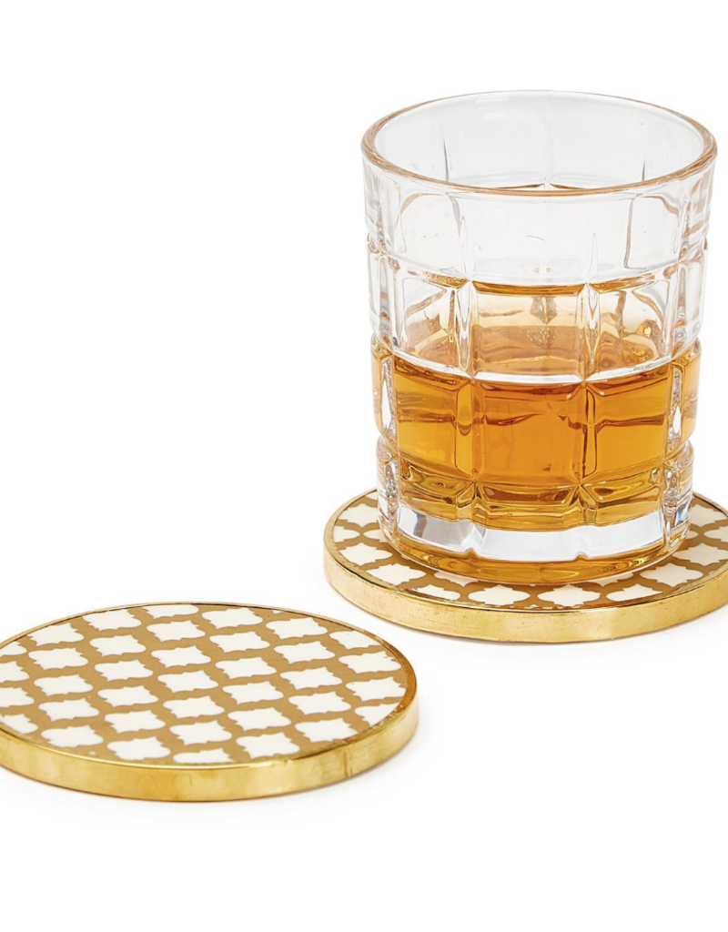 J.HOFFMAN'S Geometric Gold Rim Coasters-Set of 4