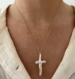 J.HOFFMAN'S XL Pearl Cross on Pearl Necklace
