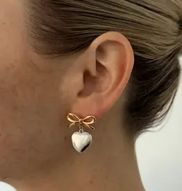 J.HOFFMAN'S Two Toned Bow on a Heart Studs