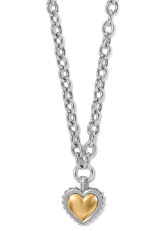 Pretty Tough Bold Heart Two Tone Necklace