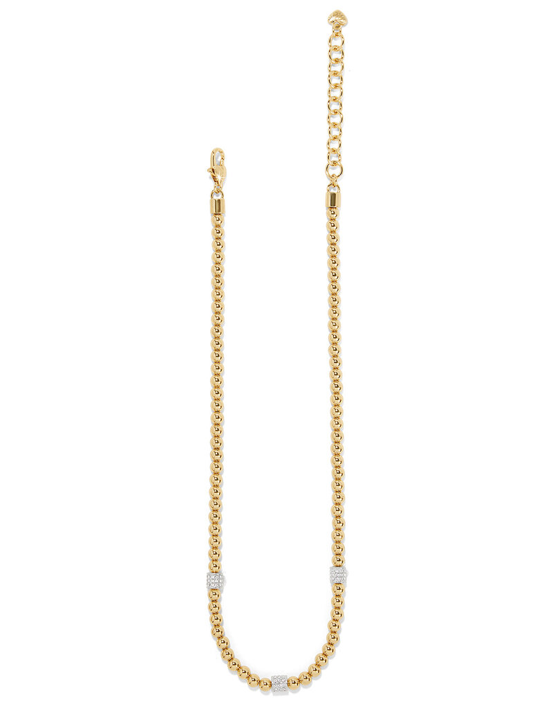 Meridian Petite Beaded Station Necklace in Gold
