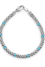 LAGOS Blue Caviar Sterling Silver 5mm Beaded Bracelet w/ Blue Bars