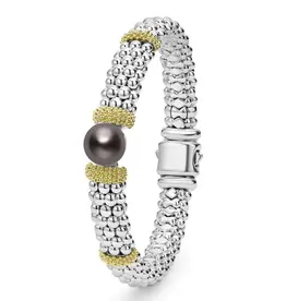 LAGOS Luna Two-Tone Tahitian Black Pearl Caviar Bracelet | 9mm