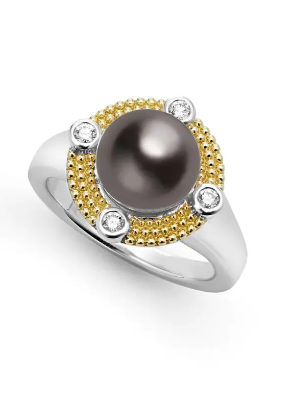 LAGOS Luna Tahitian Black Pearl Diamond Ring