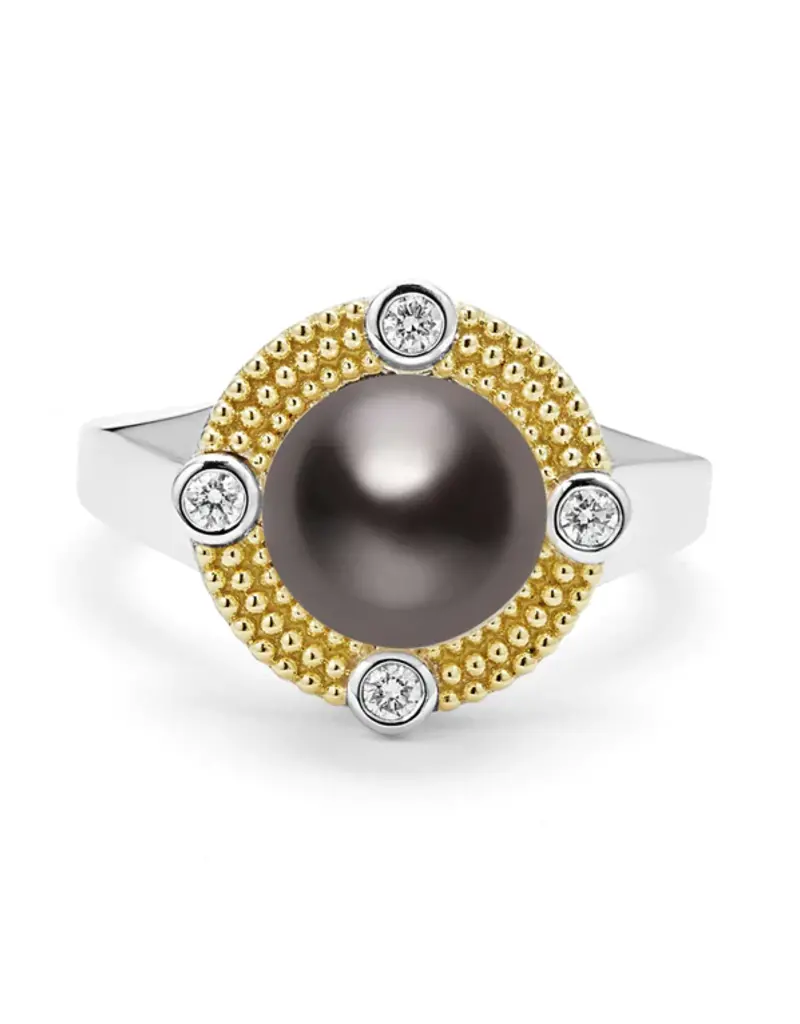 LAGOS Luna Tahitian Black Pearl Diamond Ring