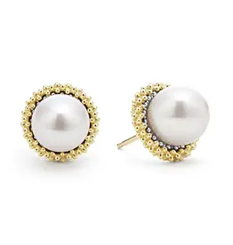 LAGOS Luna 18K Gold Caviar Pearl Stud Earrings