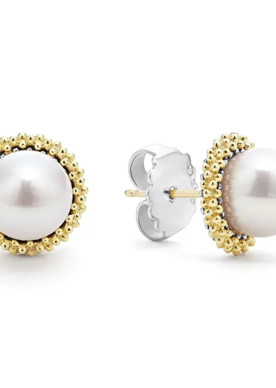 LAGOS Luna 18K Gold Caviar Pearl Stud Earrings