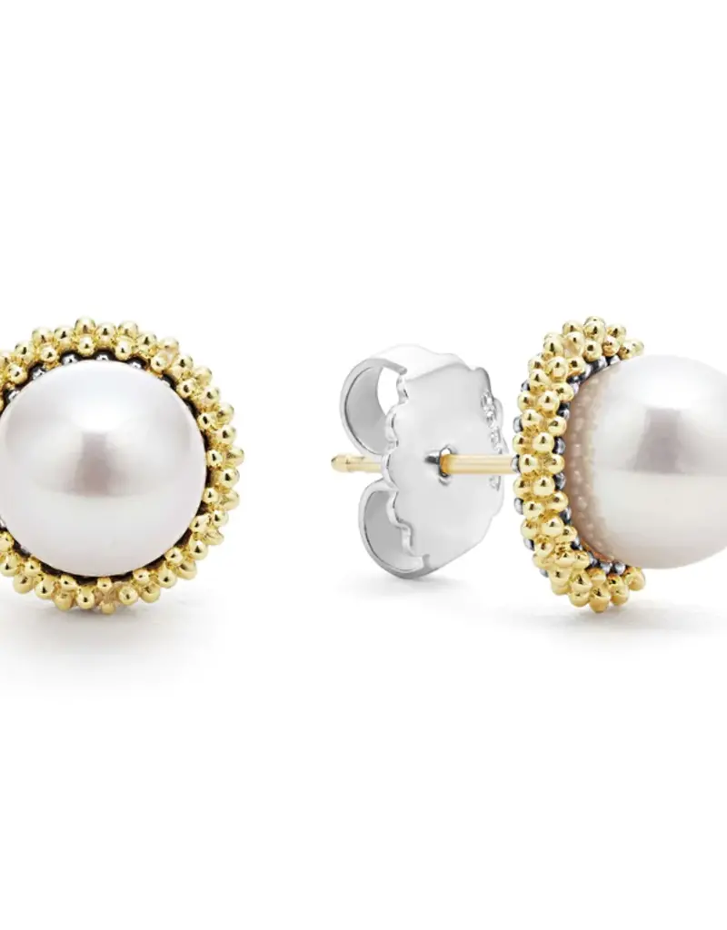 LAGOS Luna 18K Gold Caviar Pearl Stud Earrings