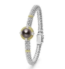 LAGOS Luna Tahitian Black Pearl Diamond Caviar Bracelet | 6mm