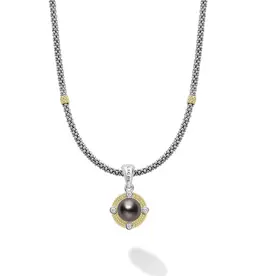 LAGOS Luna Tahitian Black Pearl Diamond Caviar Necklace