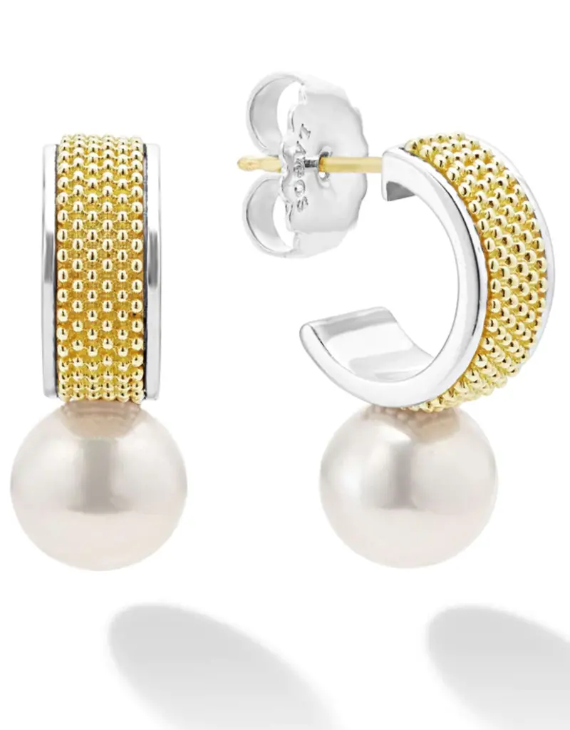 LAGOS Luna Two-Tone Pearl Hoop Earrings