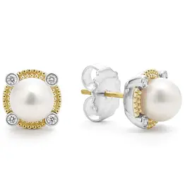 LAGOS Luna Pearl Diamond Stud Earrings
