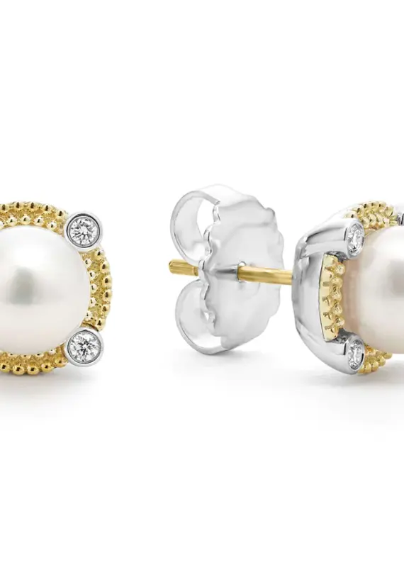 LAGOS Luna Pearl Diamond Stud Earrings